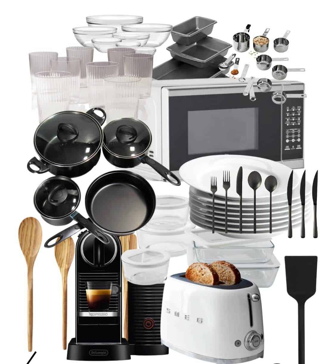 Collage of kitchenware.