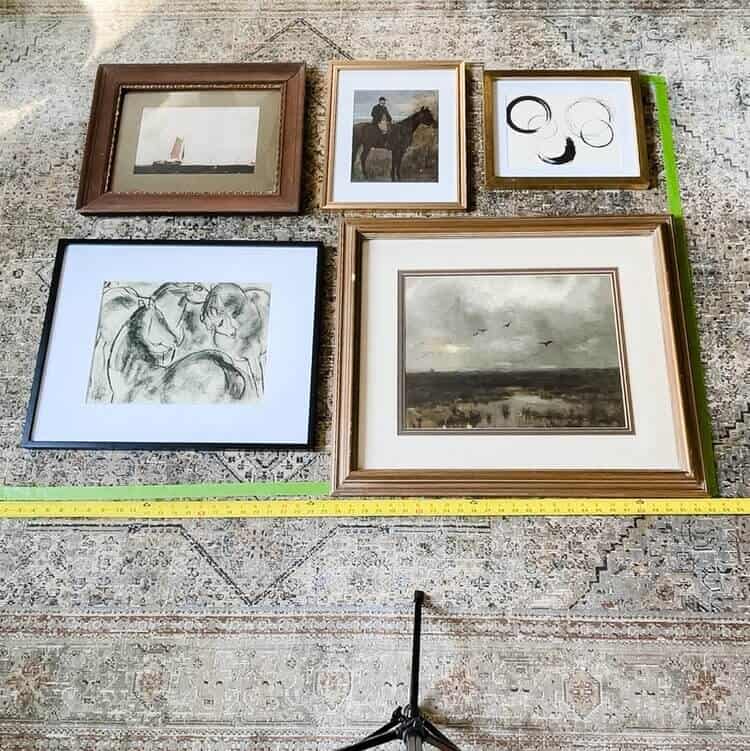 DIY Gallery Wall Ideas with tape and layout