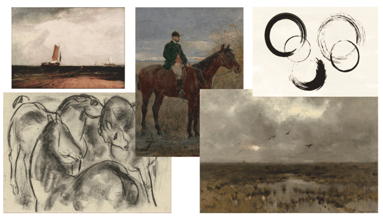 Collage of art for a gallery wall.
