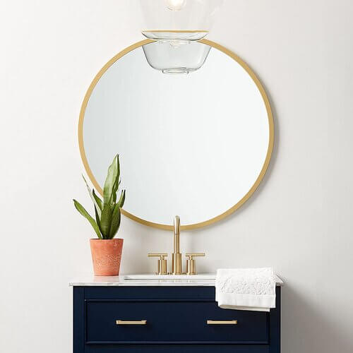 Better Bevel 36” x 36” Matte Gold Framed Mirror | Round Bathroom Wall Mirror