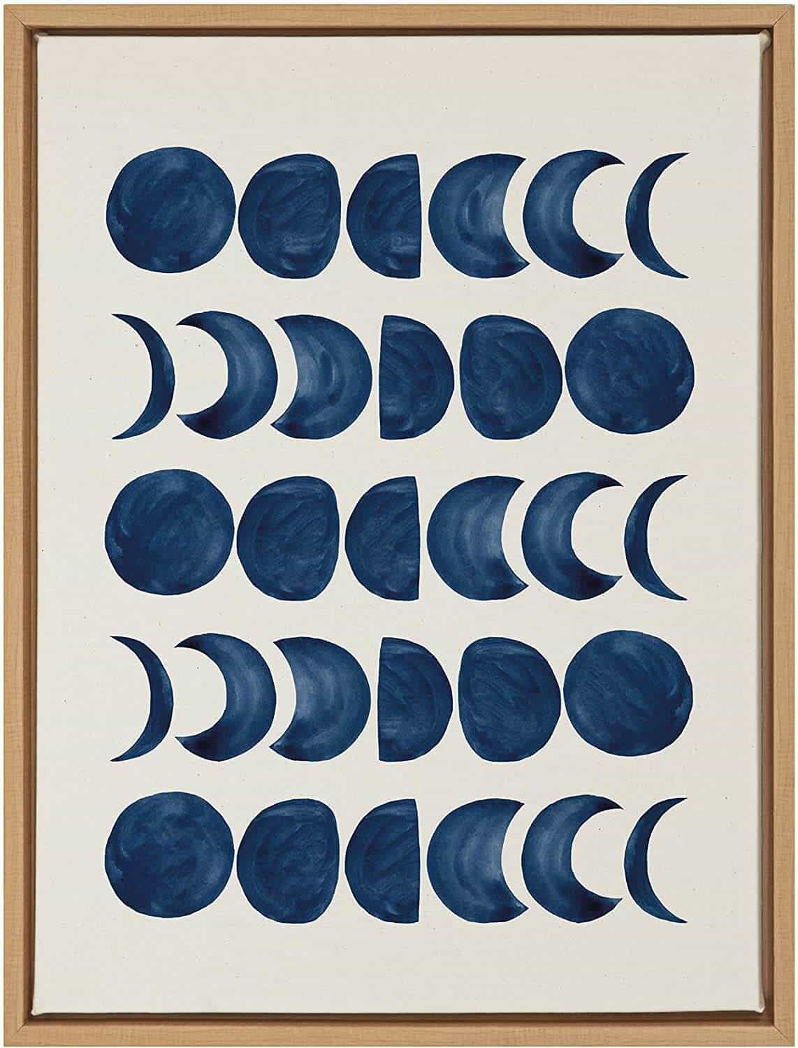 Painting of the phases of the moon in blue.