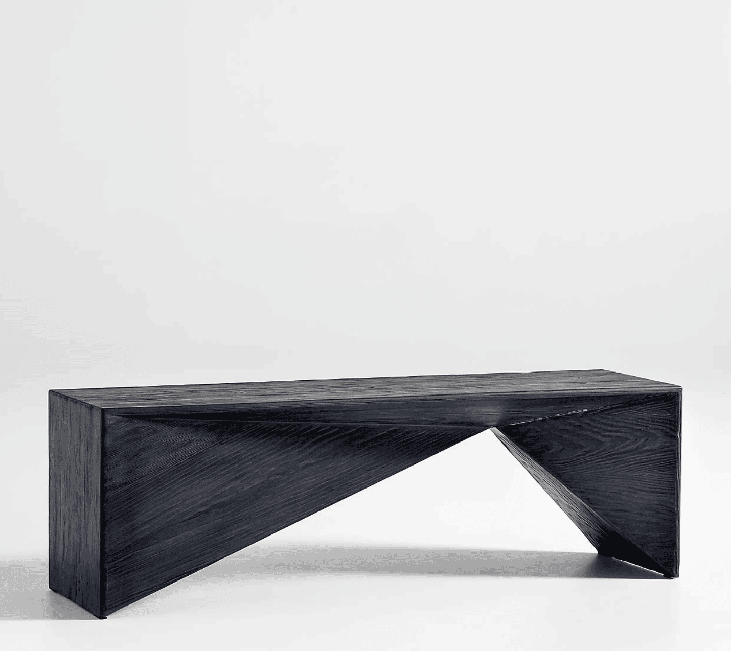 Black bench with sharp angles.