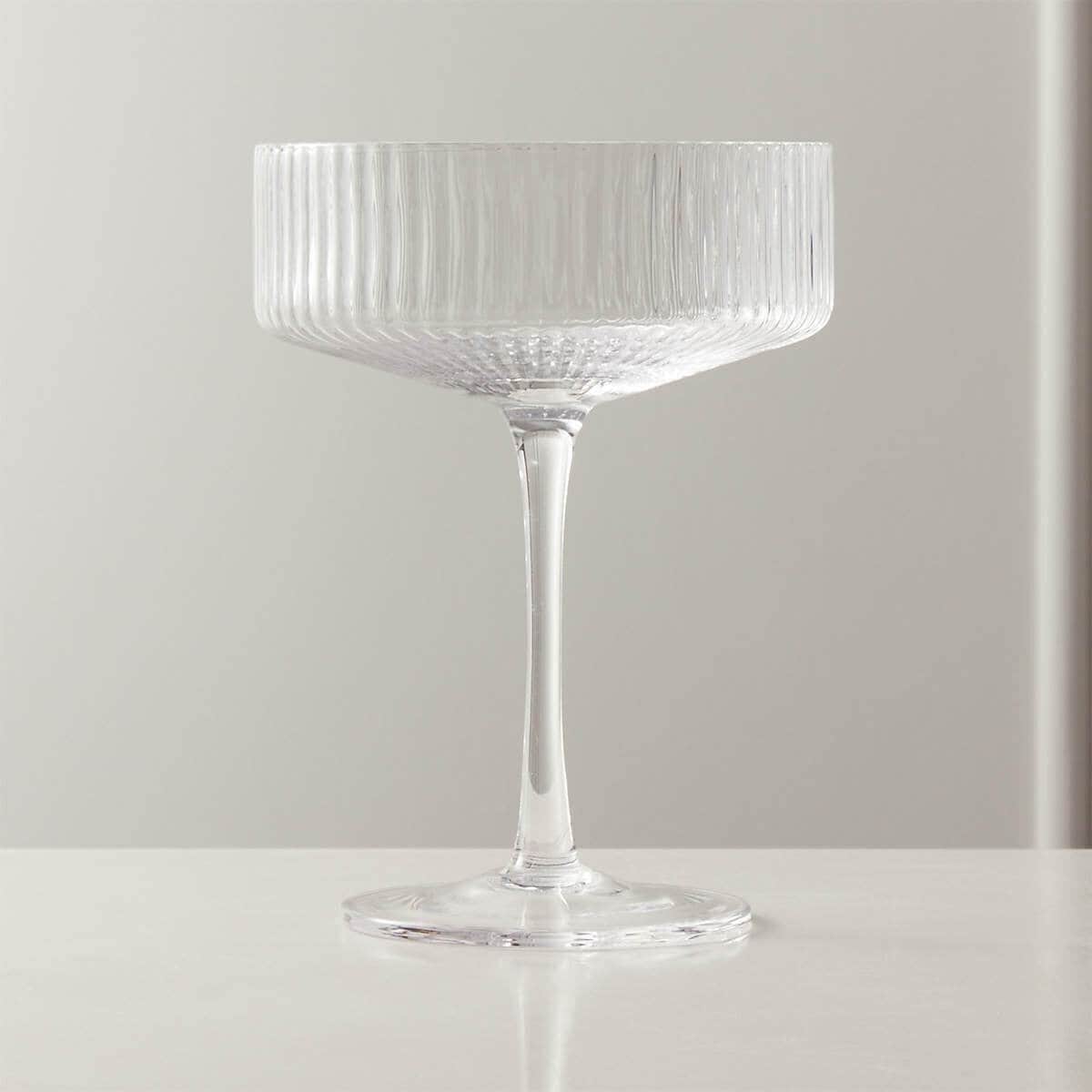 Tall stemmed cocktail glass.