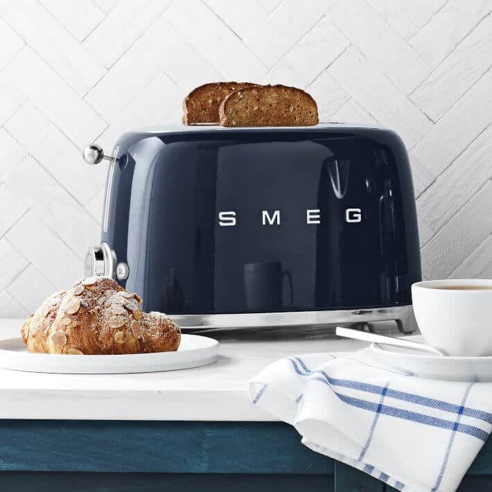 Blue Smeg toaster.