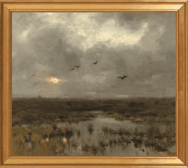 Framed art of marshlands.