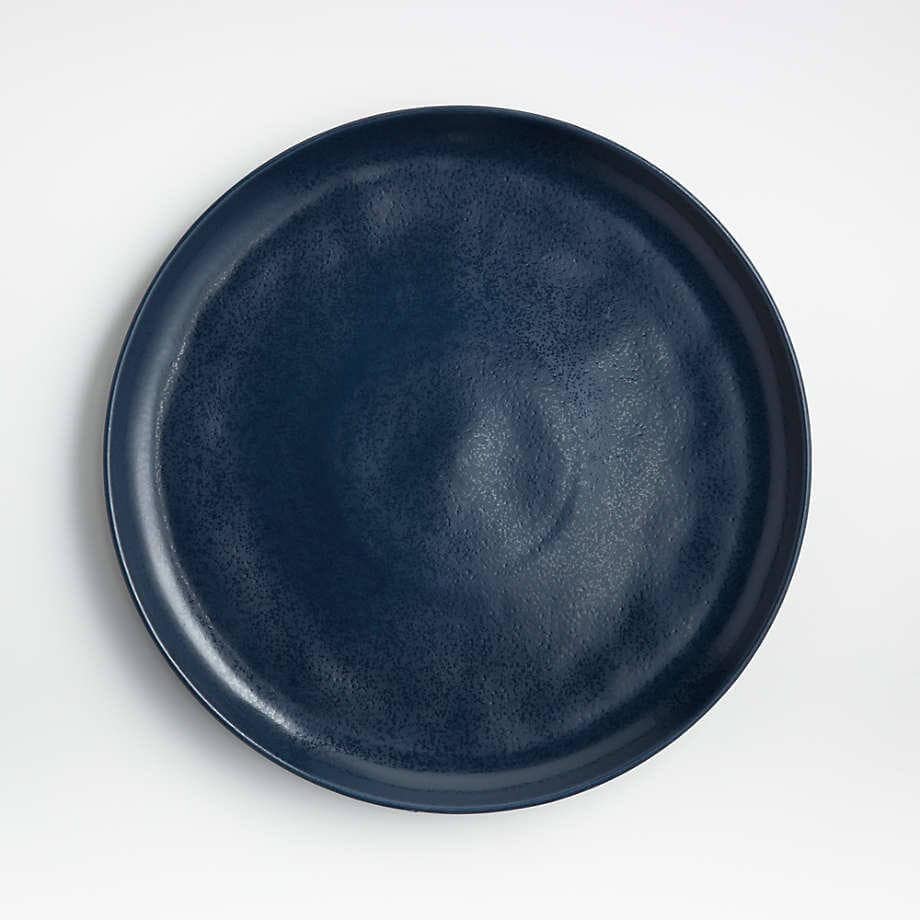Round, blue plate.