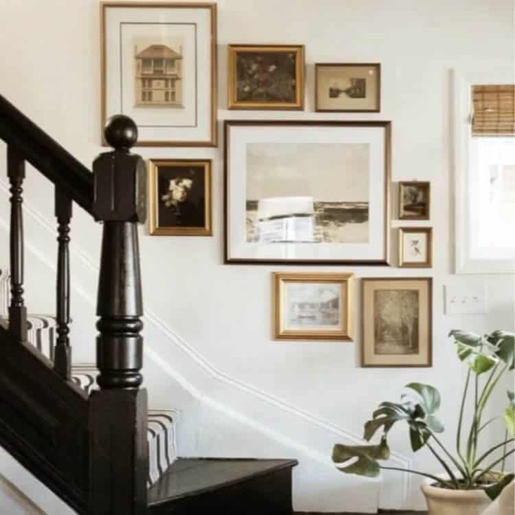 Gallery wall on a staircase.