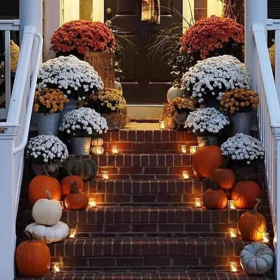 Inexpensive Fall Decorating Ideas featuring flowers and candles