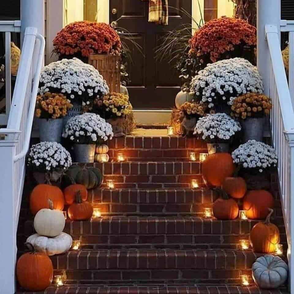 Inexpensive Fall Decorating Ideas featuring flowers and candles