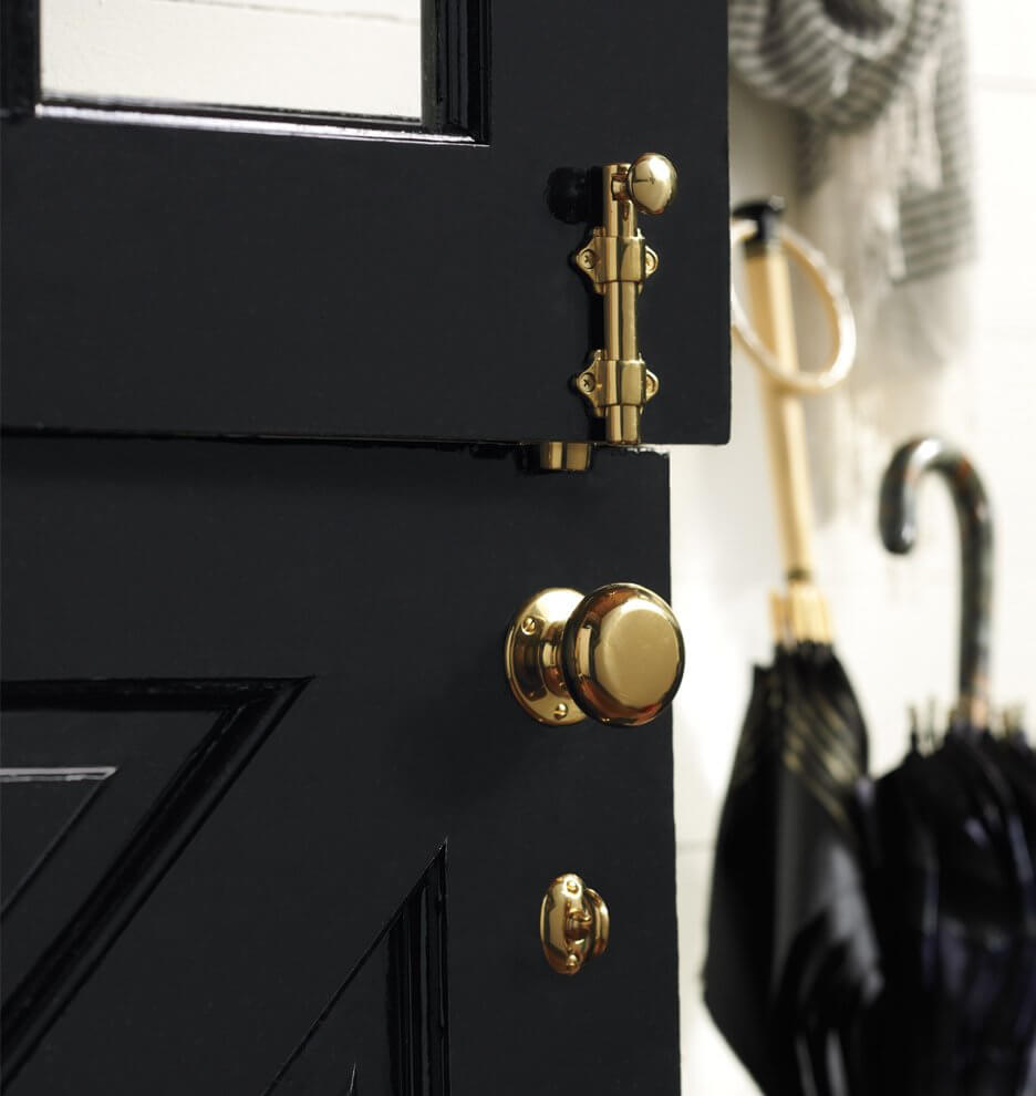brass front door handles with black dutch door