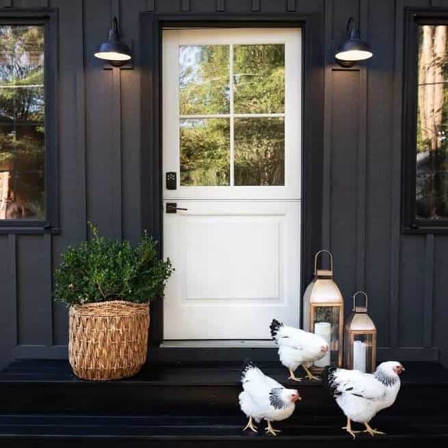 exterior dutch door with white and black paint