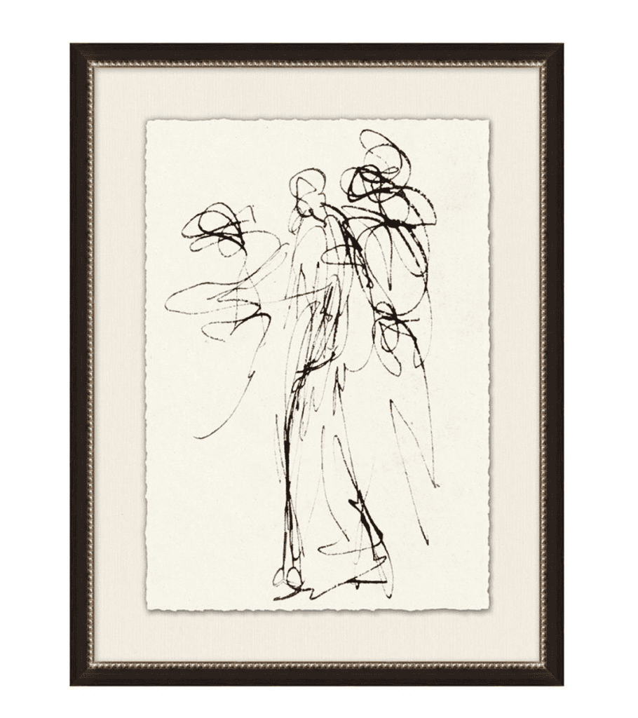 Abstract human form sketch in a frame.