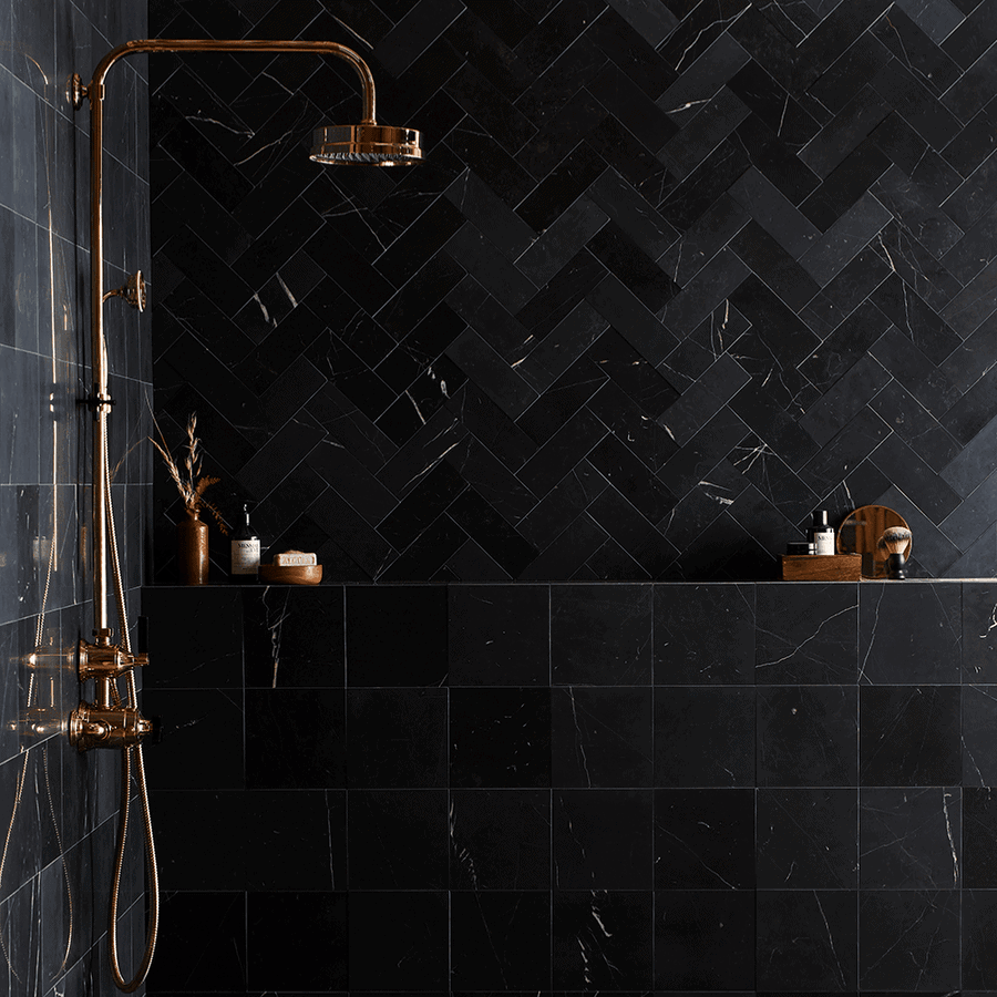 Black Herringbone Honed Marble Tile Tiles Bert May 665 900x900 Crop Center