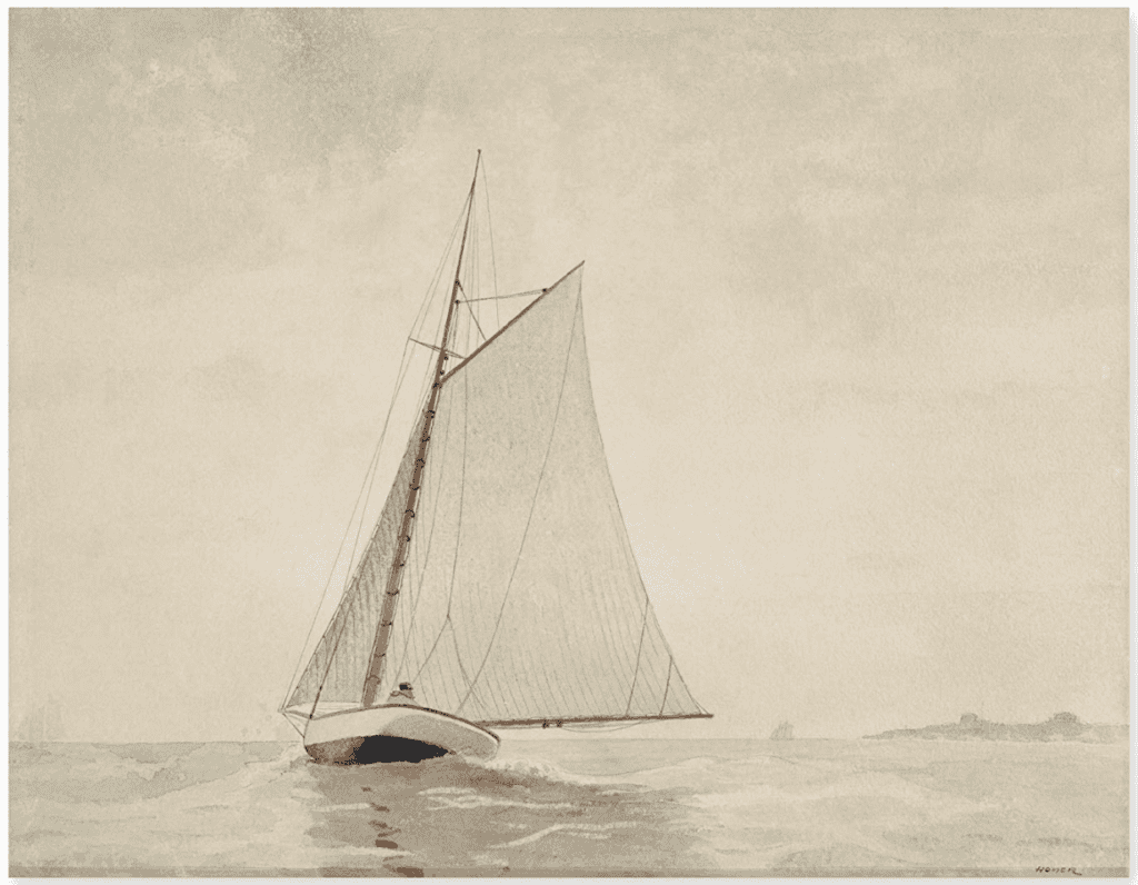 Picture of a sailboat on water.