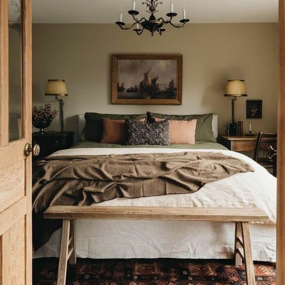 how to decorate a small bedroom with a king size bed with a bench