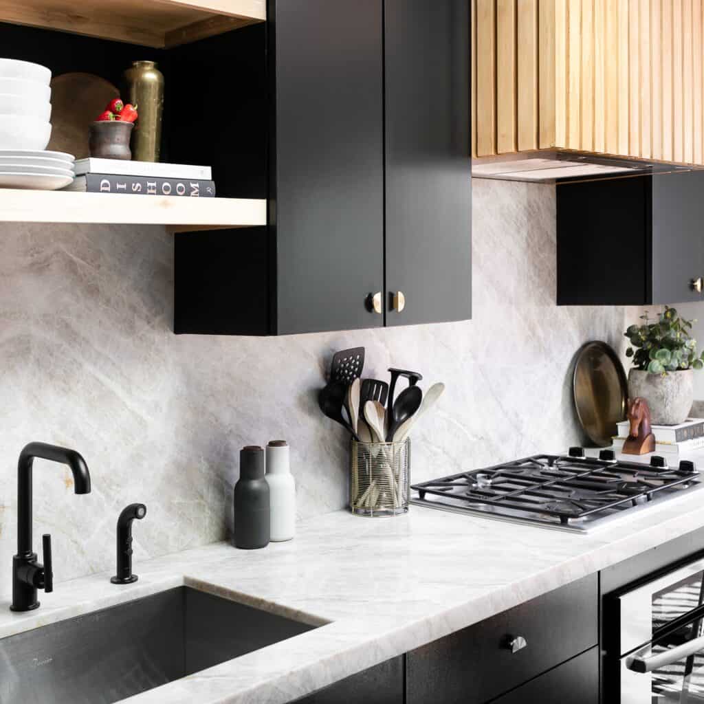 where to put knobs and handles on kitchen cabinets reveal black Tricorn black