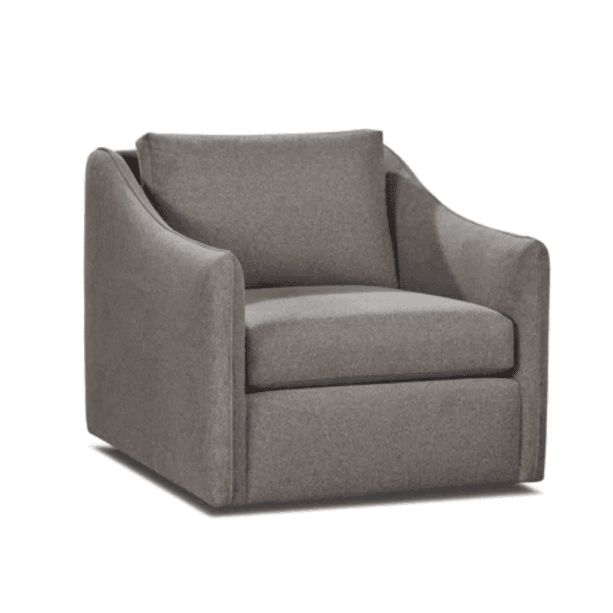 Grey-colored arm chair on a white background.