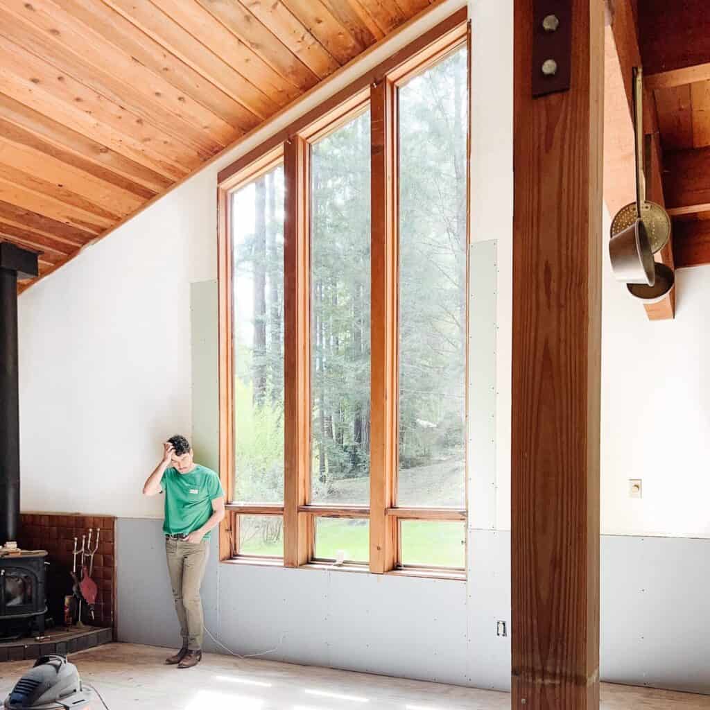 Anthony in cabin with windows