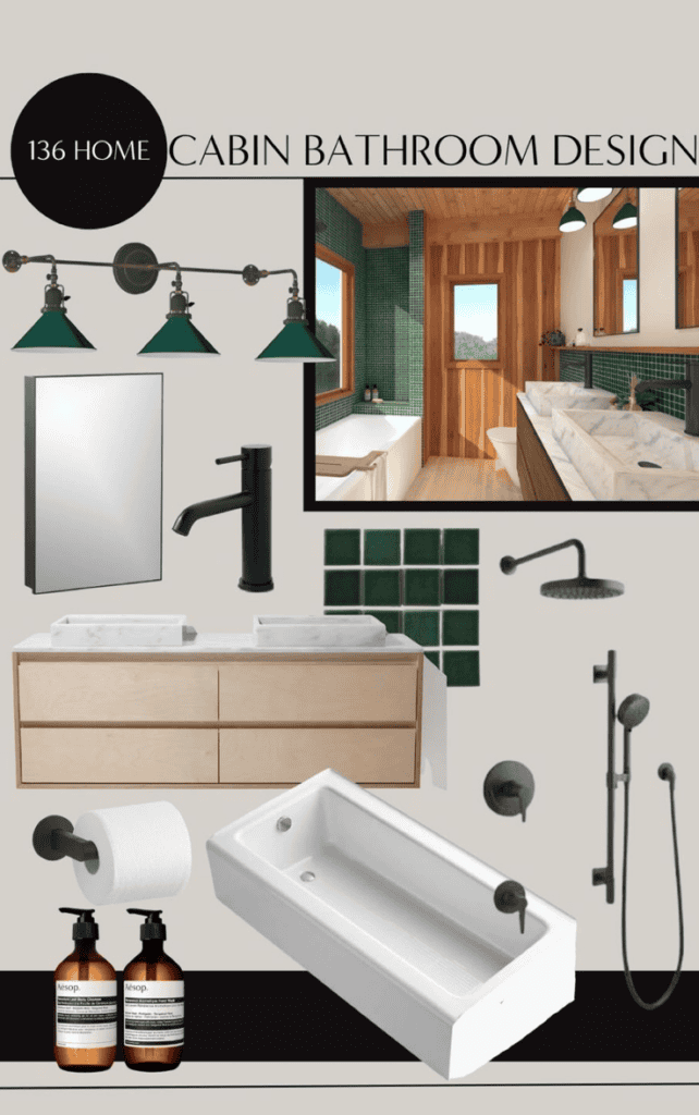 cabin bathroom mood board 