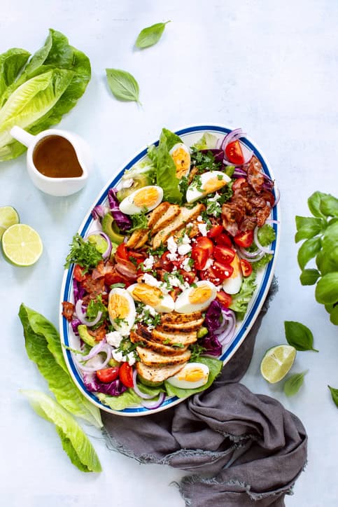 a healthy chef salad on a table 