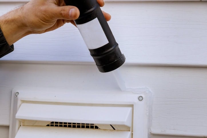 Caulk exterior bathroom vent