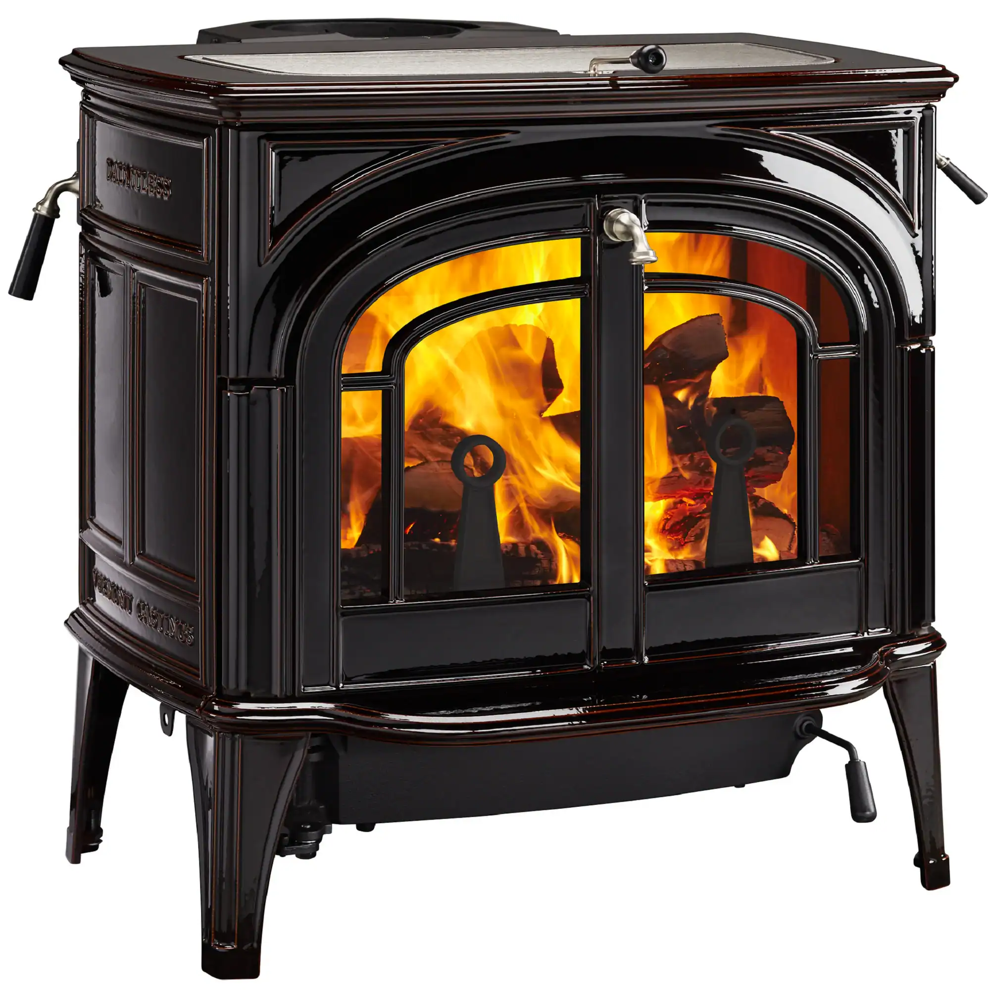 Vermont Castings Dauntless—one of the best wood stoves for cabin efficiency and charm.

